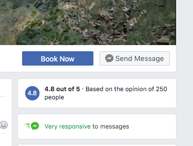 Small screenshot of 'send message' button on a Facebook business page