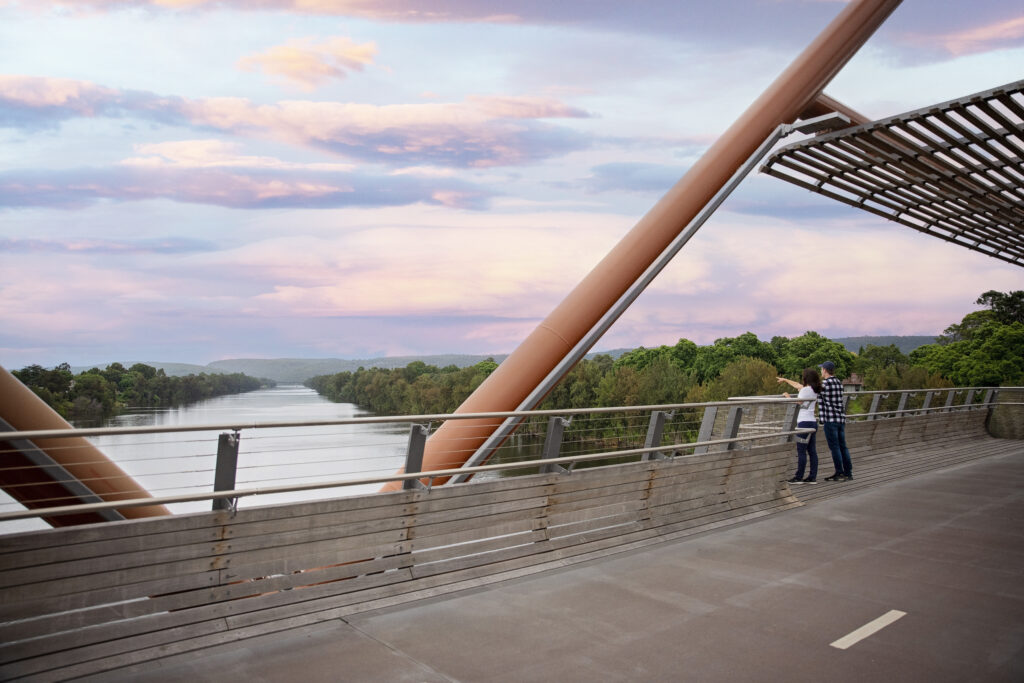 Mum and son on bridge in Penrith