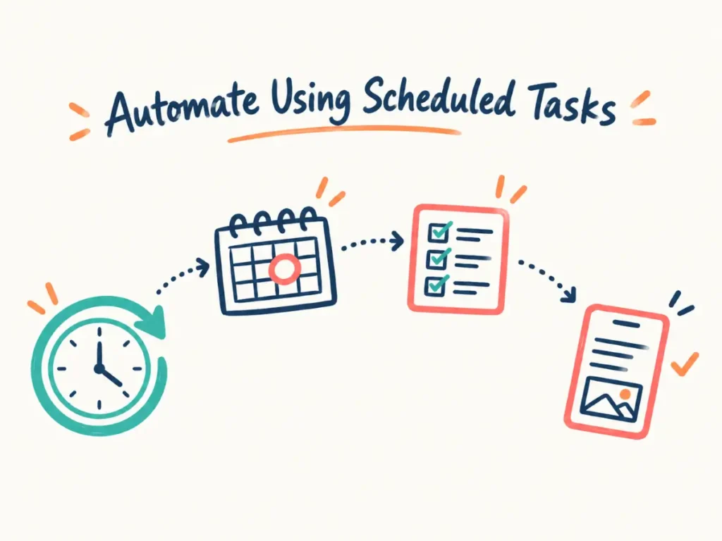 Automated workflows using scheduled tasks have a trigger, source, rules and output. And should of course always have a final human check.