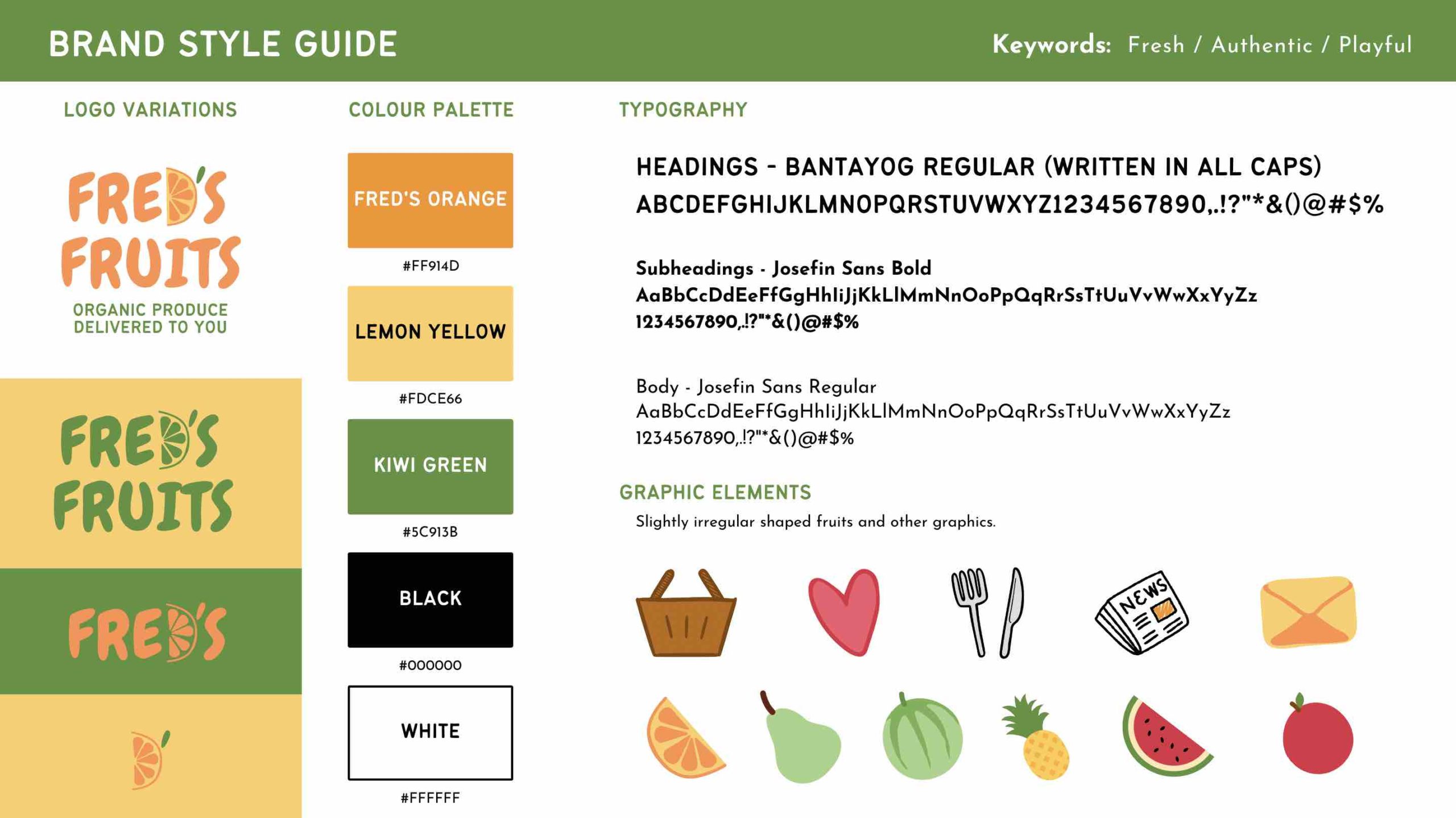 Brand style guide Fred's Fruits example