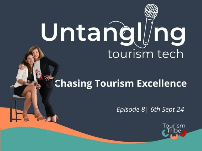 Fab and Liz promote Untangling Tourism Tech podcast episode on tourism excellence.