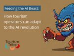 Image with the words "Feeding the AI Beast: How tourism operators can adapt to the AI revolution, and partial cartoon image of a beast