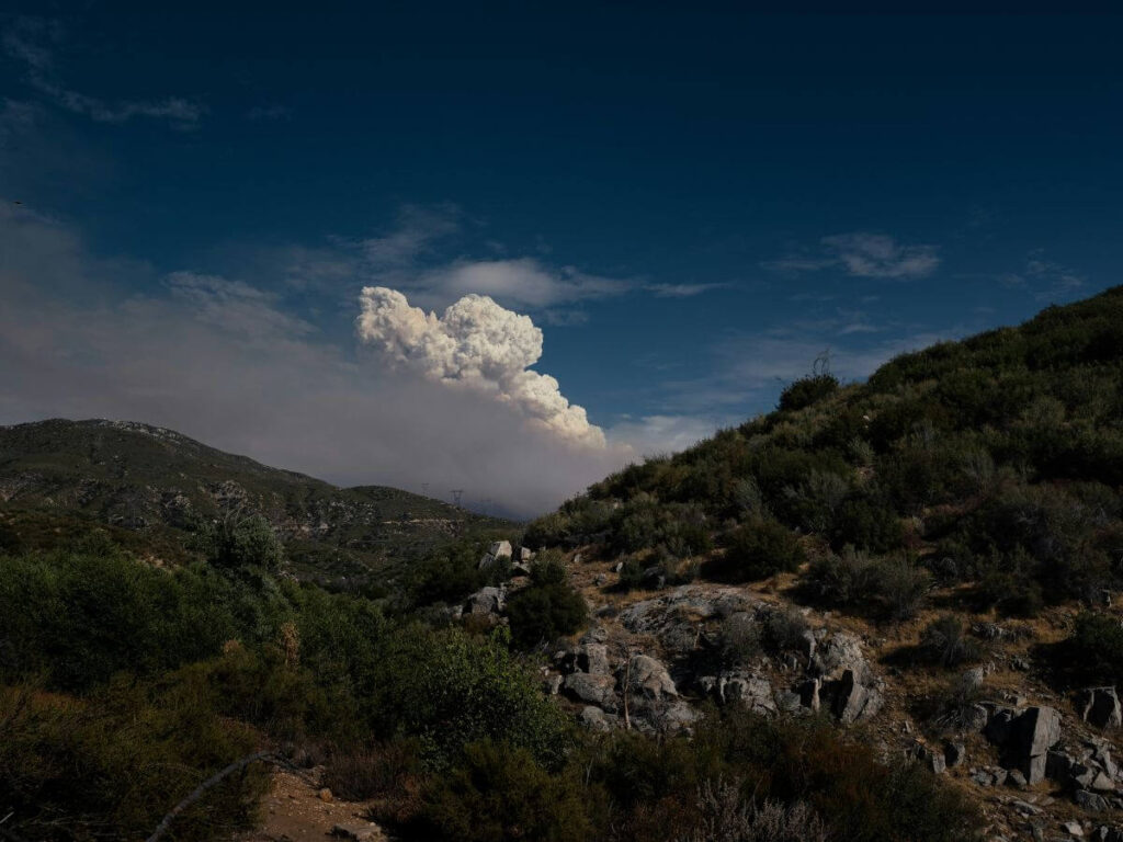 A fire off in the distance.