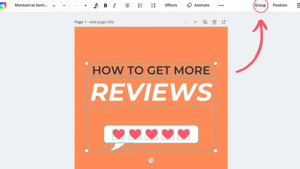 Learn how to use Canva across your marketing channels, grouping elements together on Canva
