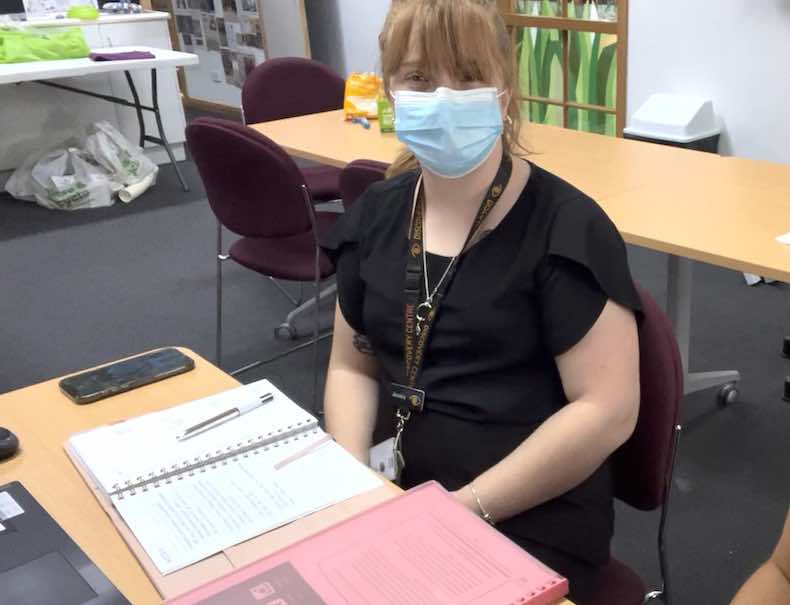 Jessica Healand reviewing her Health Check results