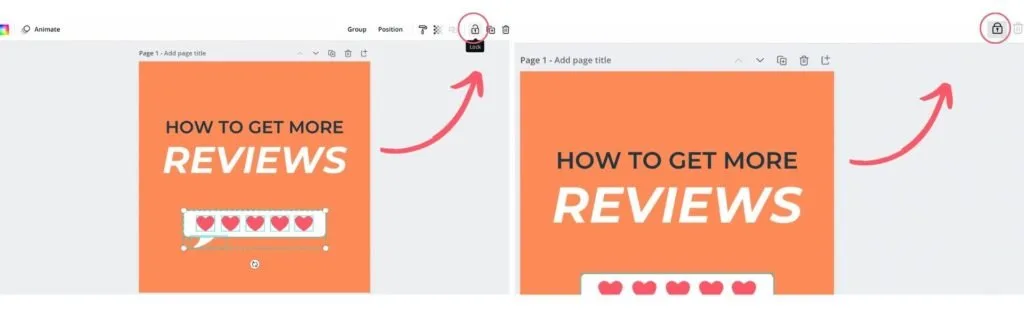 lock in elements on Canva