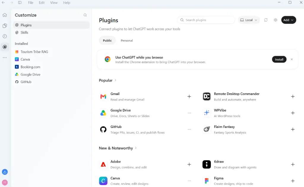 Find plugins to connect to ChatGPT in the left hand panel under plugins.