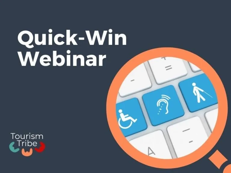 Quick-Win Webinar title with accessibility icons on keyboard keys.