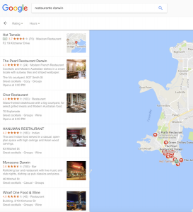 Google my Business - Darwin Restaurants