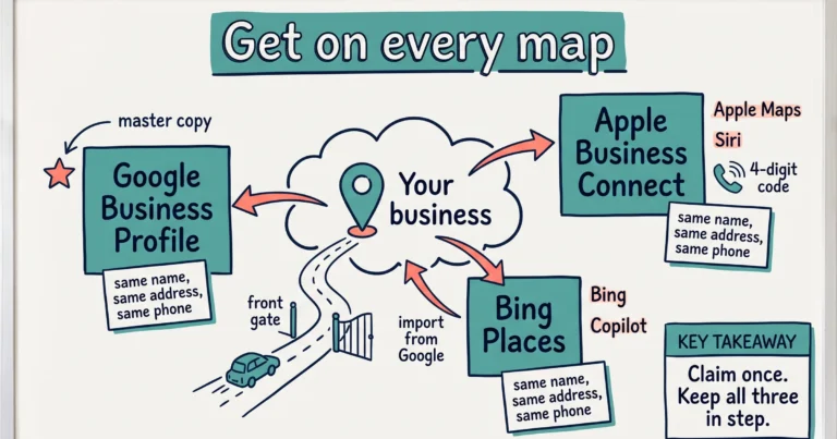 How do I register on Apple Maps and Bing so I show up on more phones?