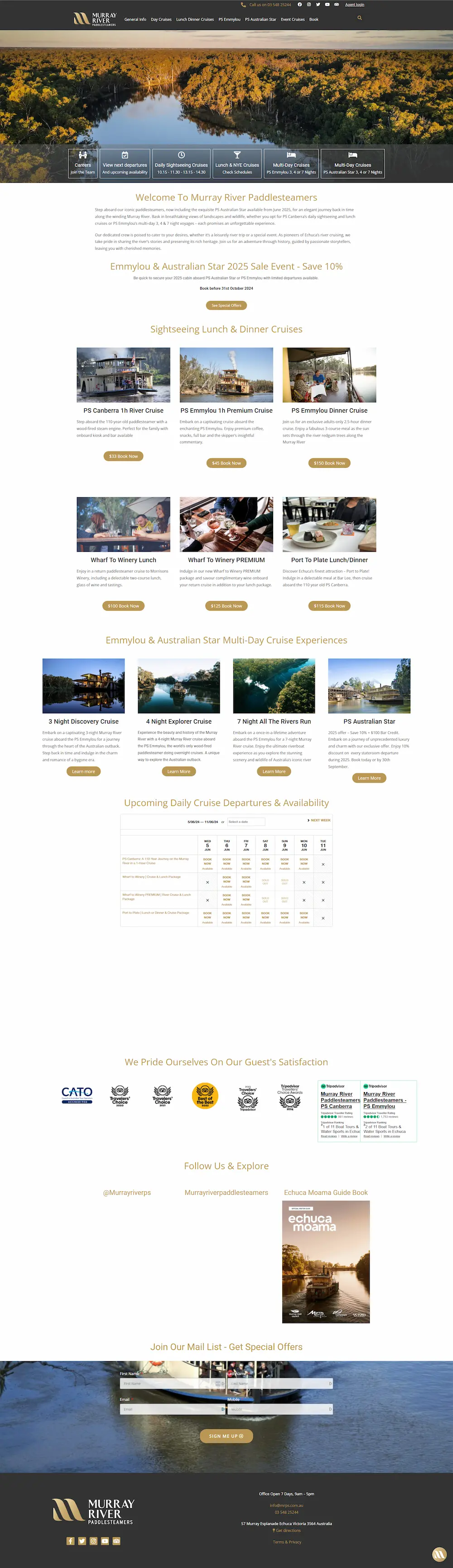 Murray River Paddlesteamers website before