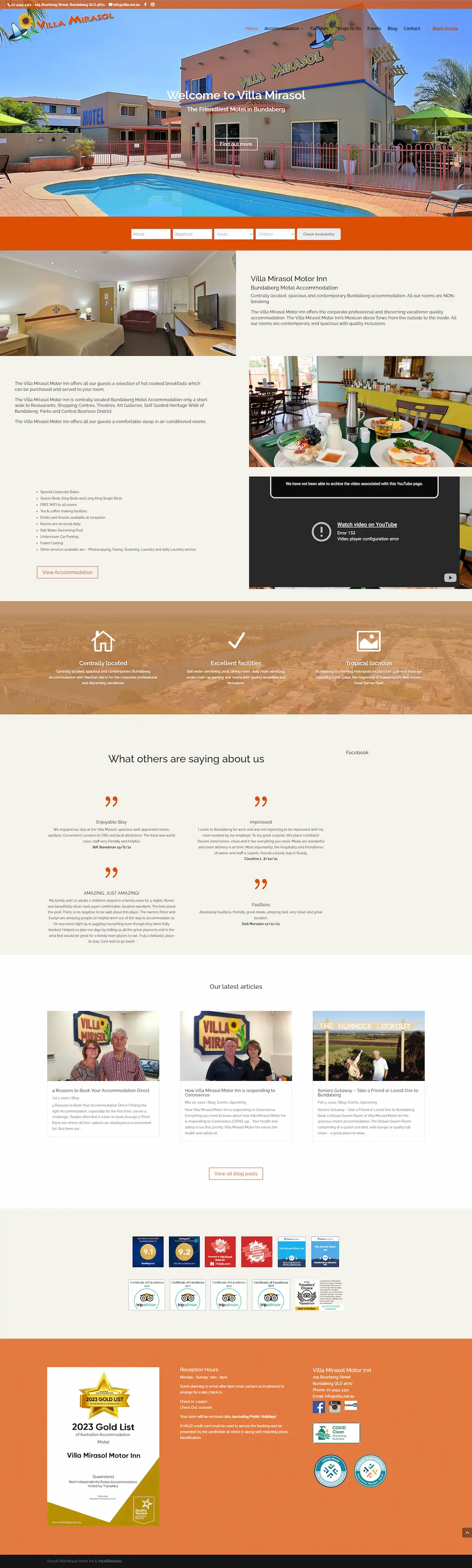 Villa Mirasol website before