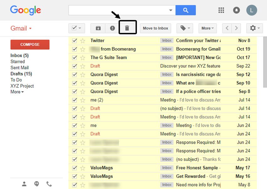 ways to organise and declutter your inbox, how to bulk deleting emails in your inbox