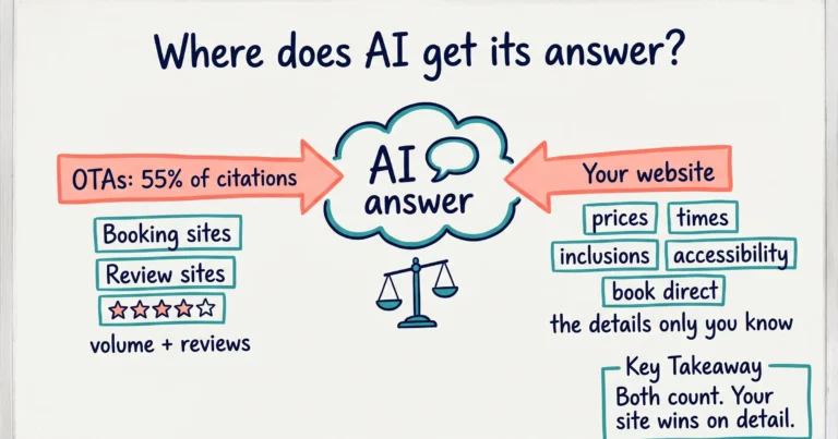 Do AI tools take tourism information from OTAs or from my own website?