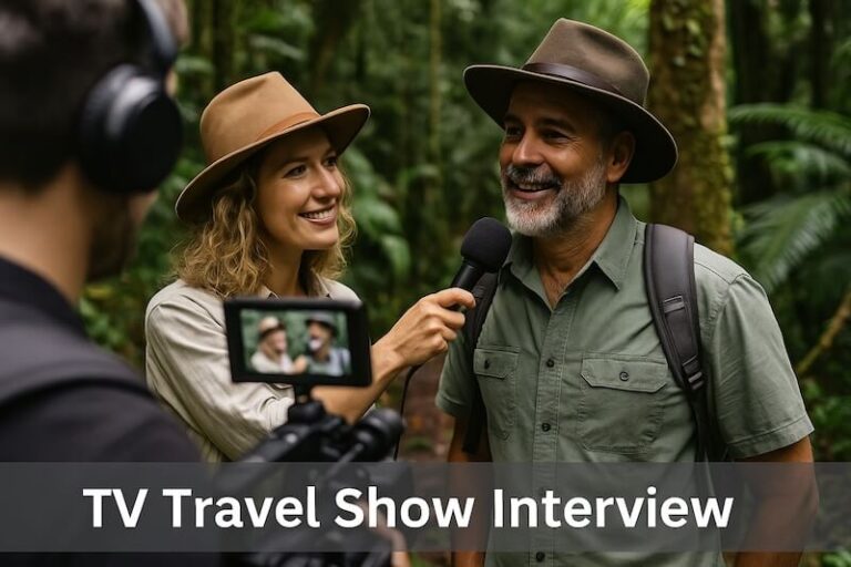 Image showing a tourism operator being interviewed by a travel show host.